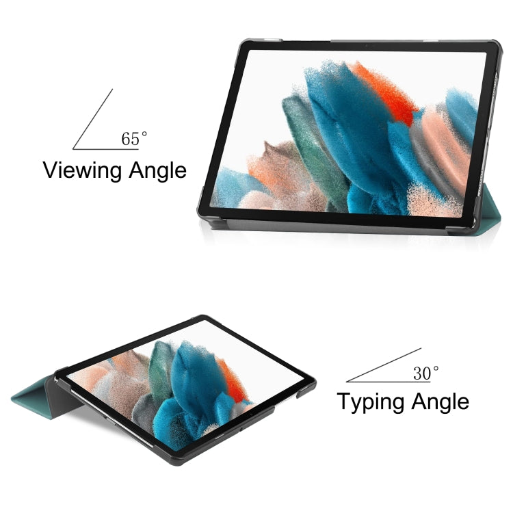 For Samsung Galaxy Tab A9 Custer Pure Color 3-Fold Holder Leather Tablet Case(Dark Green) - Others by PMC TechLife | Online Shopping South Africa | PMC TechLife | Buy Now Pay Later Mobicred