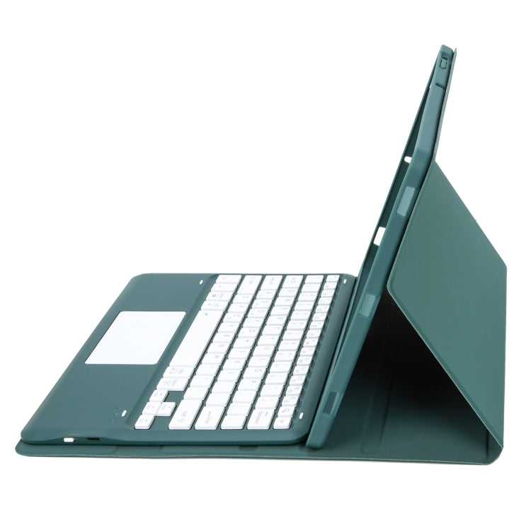 For Samsung Galaxy Tab S9 FE+ A810B-A Touch Pad Detachable Bluetooth Keyboard Leather Tablet Case(Dark Green) - Samsung Keyboard by PMC TechLife | Online Shopping South Africa | PMC TechLife