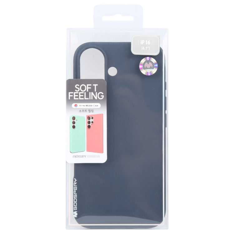 For iPhone 16 Plus GOOSPERY SOFT FEELING Liquid TPU Soft Phone Case(Dark Blue) - iPhone 16 Plus Cases by GOOSPERY | Online Shopping South Africa | PMC Jewellery | Buy Now Pay Later Mobicred