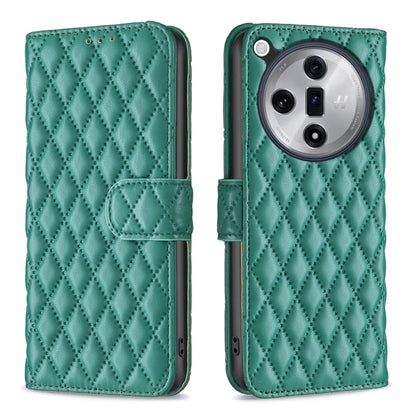 For OPPO Find X7 Ultra Diamond Lattice Wallet Leather Flip Phone Case(Green) - Find X7 Ultra Cases by PMC Jewellery | Online Shopping South Africa | PMC Jewellery | Buy Now Pay Later Mobicred