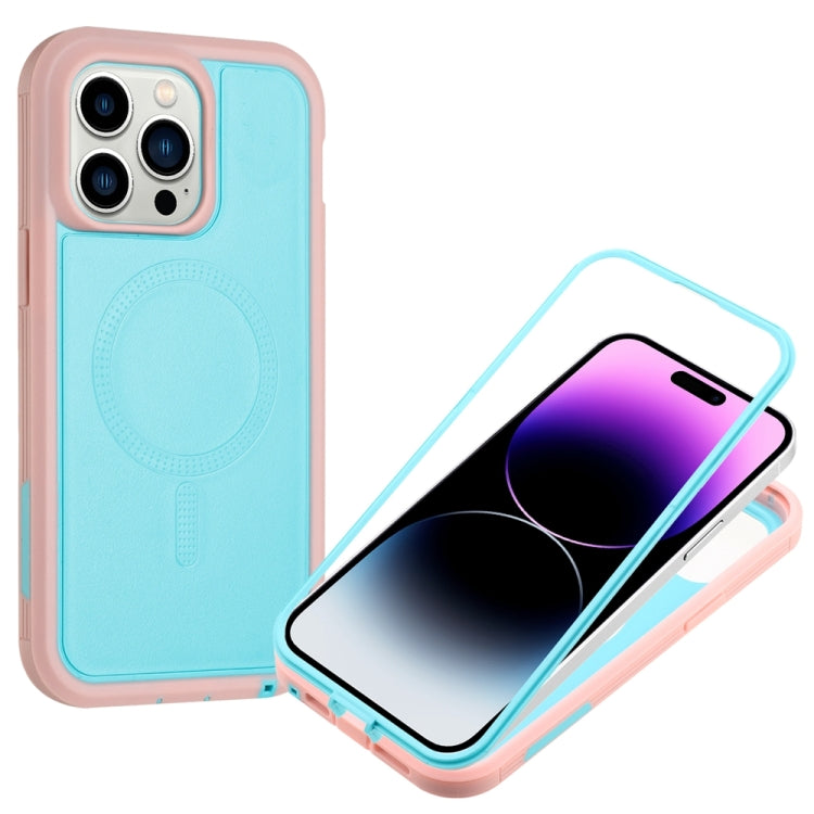 For iPhone 15 Pro Max Defender Series XT MagSafe Magnetic PC + TPU Shockproof Phone Case(Turquoise+Pink) - iPhone 15 Pro Max Cases by PMC TechLife | Online Shopping South Africa | PMC TechLife