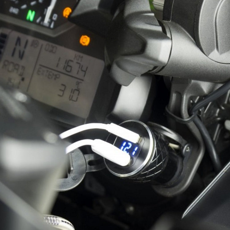 German EU Plug Special Motorcycle Elbow Charger Dual USB Voltmeter 4.2A Charger, Shell Color:Black(Red Light) - Battery Charger by PMC TechLife | Online Shopping South Africa | PMC TechLife | Buy Now Pay Later Mobicred