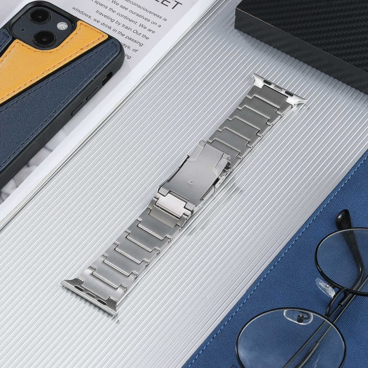 For Apple Watch SE 44mm Five Beads Turtle Buckle Titanium Steel Watch Band(Silver) - Watch Bands by PMC TechLife | Online Shopping South Africa | PMC TechLife