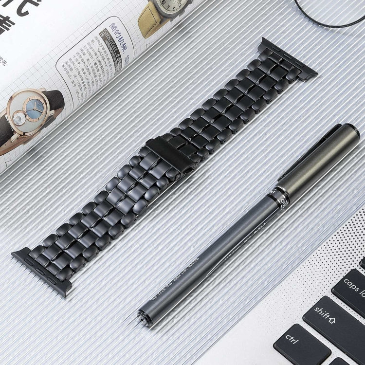 For Apple Watch Series 8 41mm Five Beads Titanium Steel Watch Band(Black) - Watch Bands by PMC TechLife | Online Shopping South Africa | PMC TechLife