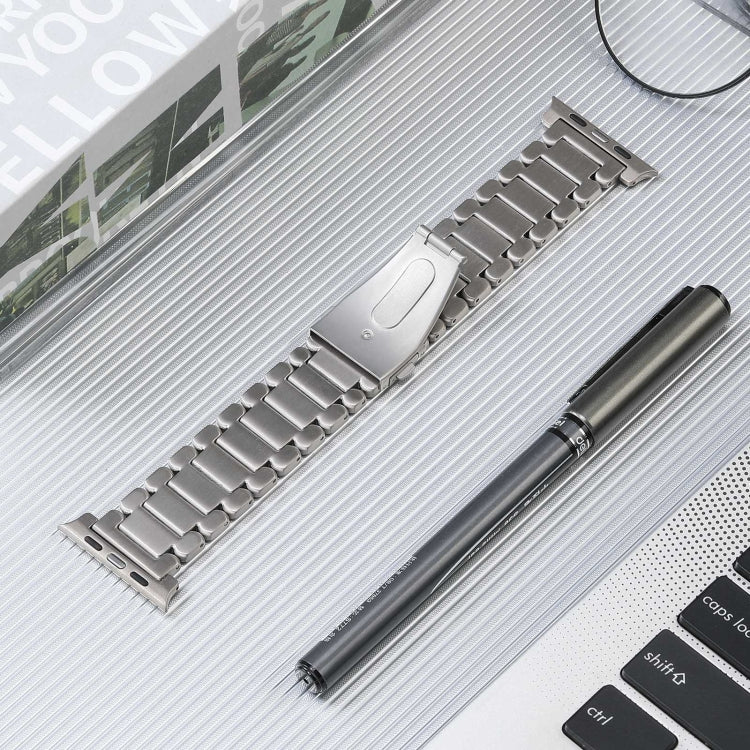 For Apple Watch 38mm Five Beads Titanium Steel Watch Band(Silver) - Watch Bands by PMC Jewellery | Online Shopping South Africa | PMC Jewellery