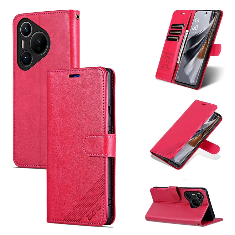 For Huawei Pura 70 AZNS Sheepskin Texture Flip Leather Phone Case(Red) - Huawei Cases by AZNS | Online Shopping South Africa | PMC Jewellery | Buy Now Pay Later Mobicred