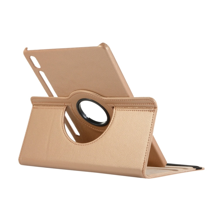 For Samsung Galaxy Tab S9 360 Degrees Rotation Holder Litchi Texture Leather Tablet Case(Rose Gold) - Galaxy Tab S9 Cases by PMC Jewellery | Online Shopping South Africa | PMC Jewellery | Buy Now Pay Later Mobicred