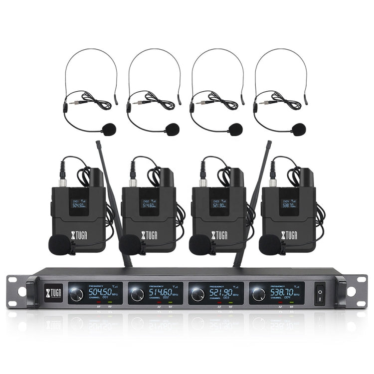 XTUGA A140-B Wireless Microphone System 4 BodyPack Headset Lavalier Microphone(US Plug) - free shipping - PMC Jewellery - Order now!