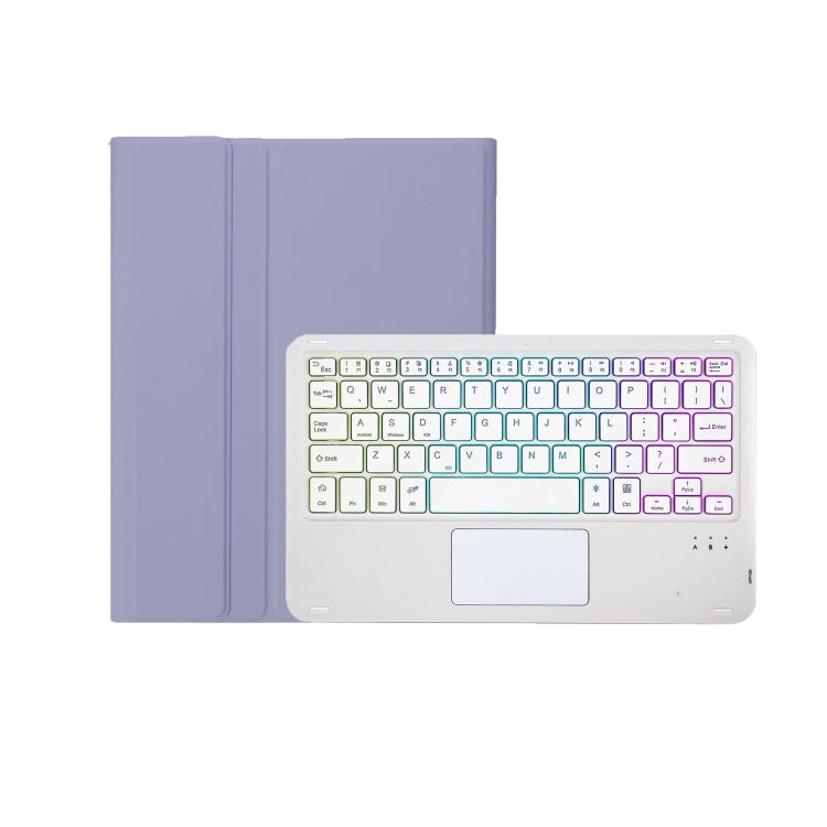 For Samsung Galaxy Tab S9 Candy Color Touch Backlight Bluetooth Keyboard Leather Tablet Case with Pen Holder(Purple) - Samsung Keyboard by PMC TechLife | Online Shopping South Africa | PMC TechLife