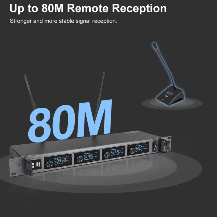 XTUGA A140-C Wireless Microphone System 4-Channel UHF Four Conference Mics(EU Plug) - Microphone by XTUGA | Online Shopping South Africa | PMC Jewellery | Buy Now Pay Later Mobicred