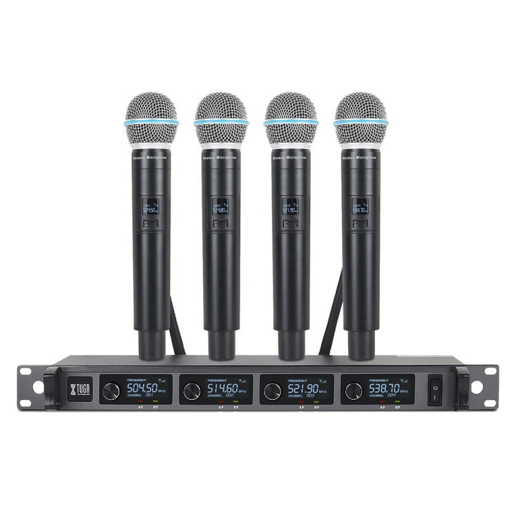 XTUGA A140-H Wireless Microphone System 4 Channel UHF Handheld Microphone(US Plug) - Microphone by XTUGA | Online Shopping South Africa | PMC TechLife | Buy Now Pay Later Mobicred