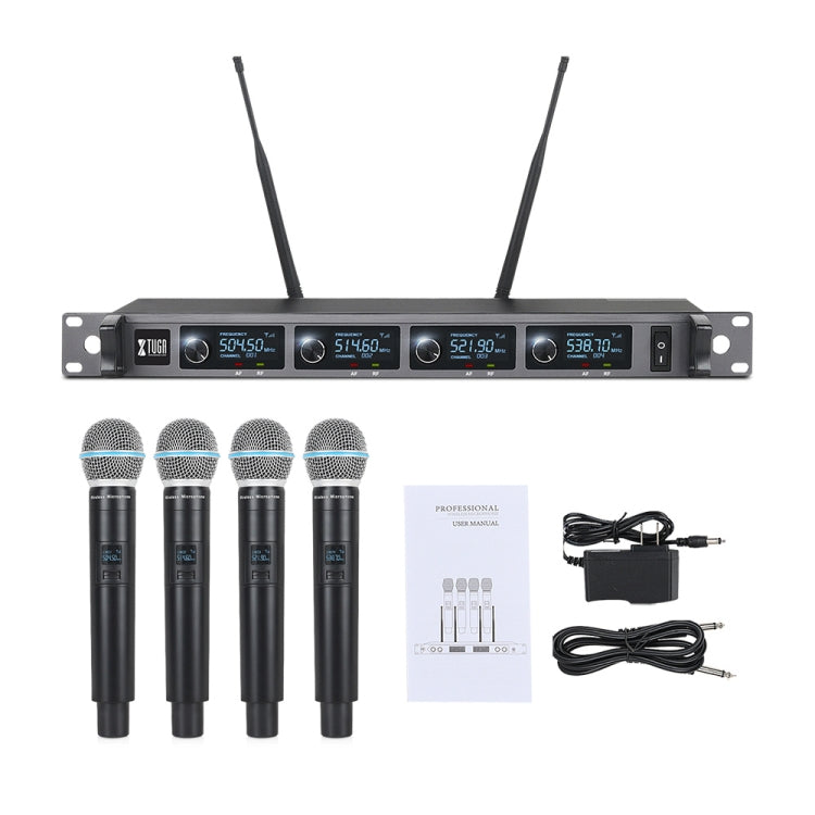XTUGA A140-H Wireless Microphone System 4 Channel UHF Handheld Microphone(US Plug) - Microphone by XTUGA | Online Shopping South Africa | PMC TechLife | Buy Now Pay Later Mobicred