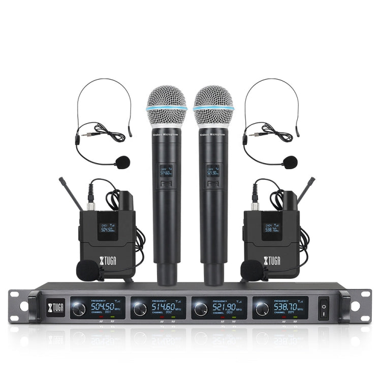 XTUGA A140-HB Wireless Microphone System 4 Channel Handheld Lavalier Headset Microphone(US Plug) - Microphone by XTUGA | Online Shopping South Africa | PMC Jewellery | Buy Now Pay Later Mobicred