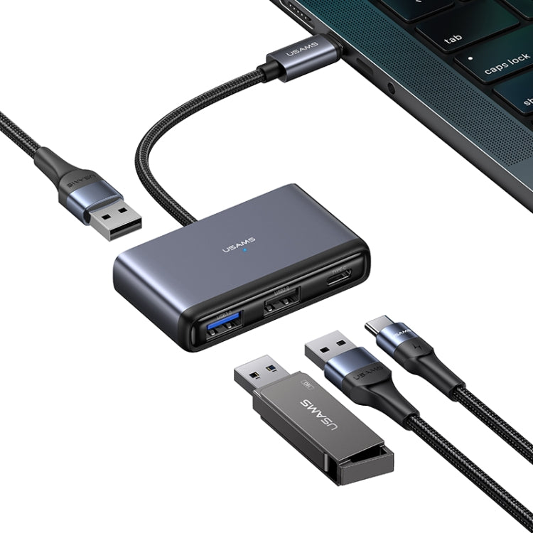 USAMS US-SJ627 4 in 1 Type-C Multifunctional Docking Station HUB - USB HUB by USAMS | Online Shopping South Africa | PMC Jewellery | Buy Now Pay Later Mobicred