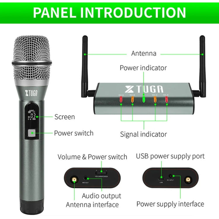 XTUGA U-F4600 Professional 4-Channel UHF Wireless Microphone System with 4 Handheld Microphone(EU Plug) - Microphone by XTUGA | Online Shopping South Africa | PMC TechLife | Buy Now Pay Later Mobicred