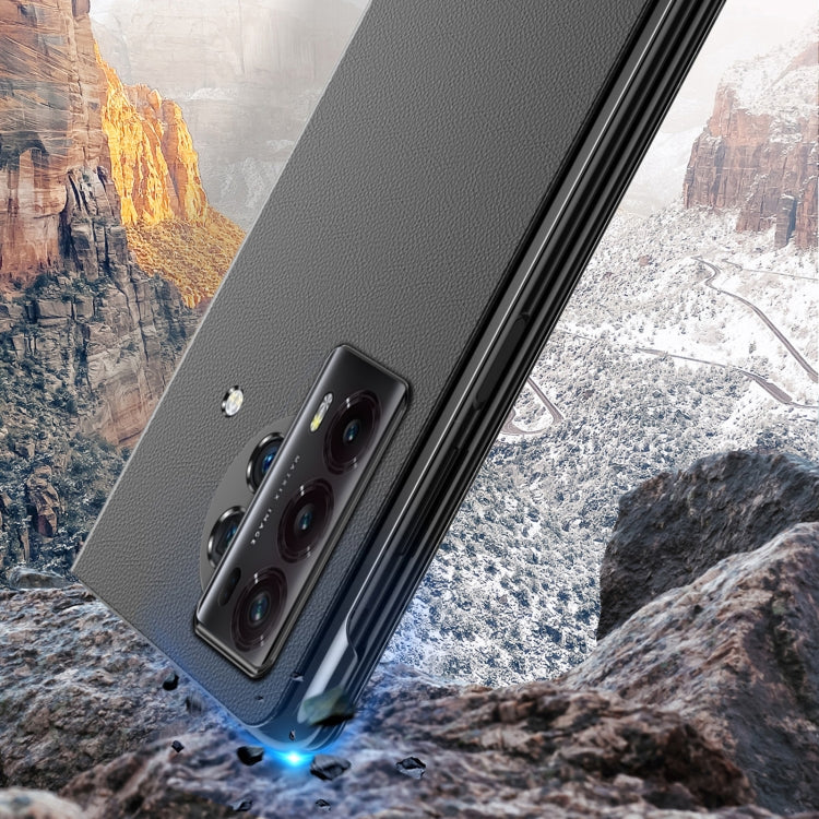 For Honor Magic V2 Electroplated Mirror Protective Phone Case with Holder(Black) - Honor Cases by PMC TechLife | Online Shopping South Africa | PMC TechLife | Buy Now Pay Later Mobicred