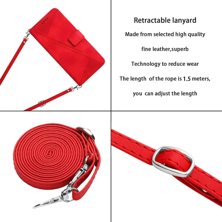 For Motorola Moto G Play 2024 Dream Triangle Leather Phone Case with Lanyard(Red) - Motorola Cases by PMC Jewellery | Online Shopping South Africa | PMC Jewellery | Buy Now Pay Later Mobicred
