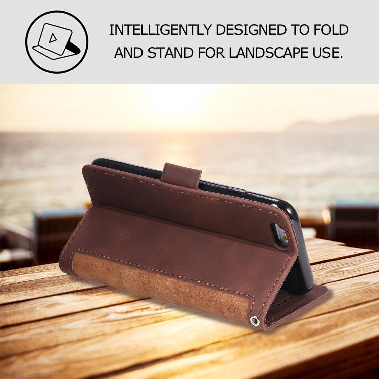 For iPhone 16e Retro Splicing Horizontal Flip Leather Phone Case(Brown) - iPhone 16e Cases by PMC TechLife | Online Shopping South Africa | PMC TechLife | Buy Now Pay Later Mobicred