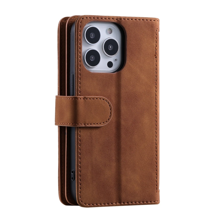 For iPhone 16 Pro Nine Card Zipper Bag Leather Phone Case with Lanyard(Brown) - iPhone 16 Pro Cases by PMC Jewellery | Online Shopping South Africa | PMC Jewellery | Buy Now Pay Later Mobicred