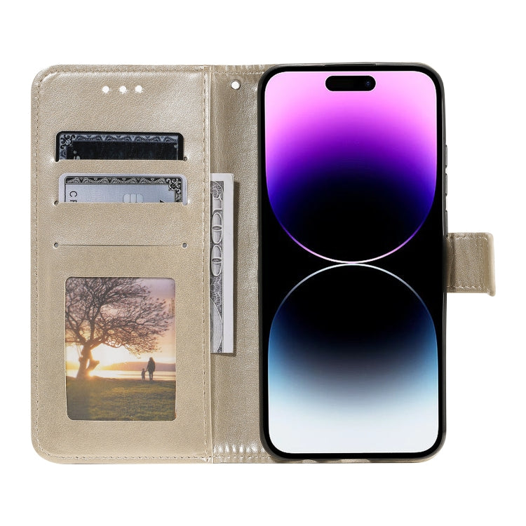 For iPhone 16 Pro Max Totem Flower Embossed Leather Phone Case(Gold) - iPhone 16 Pro Max Cases by PMC TechLife | Online Shopping South Africa | PMC TechLife | Buy Now Pay Later Mobicred