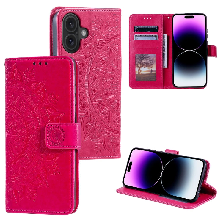 For iPhone 16 Plus Totem Flower Embossed Leather Phone Case(Red) - iPhone 16 Plus Cases by PMC TechLife | Online Shopping South Africa | PMC TechLife | Buy Now Pay Later Mobicred