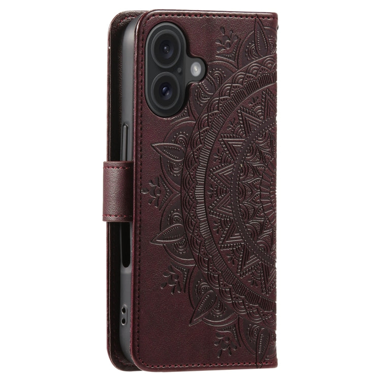 For iPhone 16 Plus Totem Flower Embossed Leather Phone Case(Brown) - iPhone 16 Plus Cases by PMC Jewellery | Online Shopping South Africa | PMC Jewellery | Buy Now Pay Later Mobicred