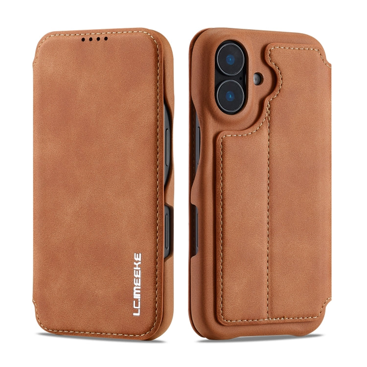For iPhone 16 Plus LC.IMEEKE Hon Ancient Series Flip Leather Phone Case(Brown) - free shipping - PMC Jewellery - Order now!