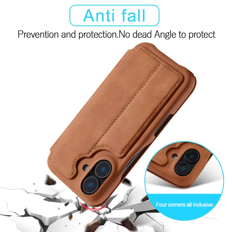 For iPhone 16 Plus LC.IMEEKE Hon Ancient Series Flip Leather Phone Case(Brown) - free shipping - PMC Jewellery - Order now!