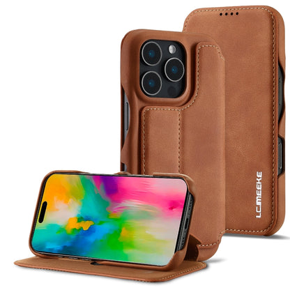 For iPhone 15 Pro Max LC.IMEEKE Hon Ancient Series Flip Leather Phone Case(Brown) - iPhone 15 Pro Max Cases by LC.IMEEKE | Online Shopping South Africa | PMC Jewellery | Buy Now Pay Later Mobicred