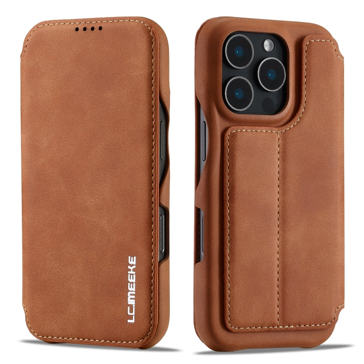 For iPhone 15 Pro Max LC.IMEEKE Hon Ancient Series Flip Leather Phone Case(Brown) - iPhone 15 Pro Max Cases by LC.IMEEKE | Online Shopping South Africa | PMC Jewellery | Buy Now Pay Later Mobicred