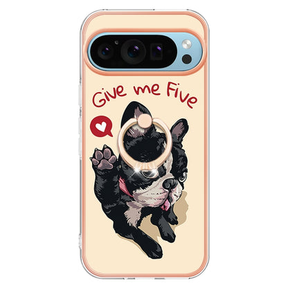 For Google Pixel 9 Pro XL Electroplating Dual-side IMD Phone Case with Ring Holder(Lucky Dog) - Google Cases by PMC Jewellery | Online Shopping South Africa | PMC Jewellery | Buy Now Pay Later Mobicred