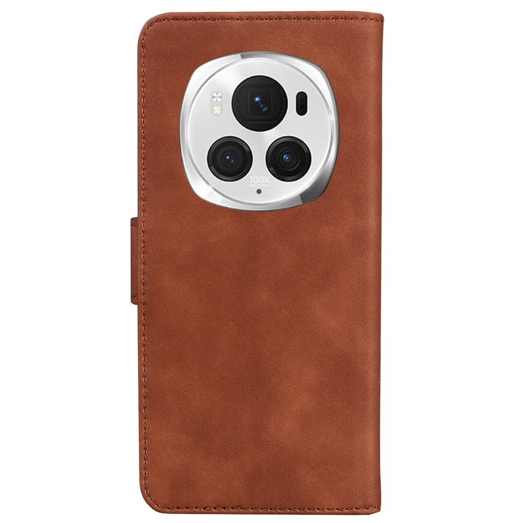 For Honor Magic6 Pro Skin Feel Pure Color Flip Leather Phone Case(Brown) - Honor Cases by PMC Jewellery | Online Shopping South Africa | PMC Jewellery | Buy Now Pay Later Mobicred