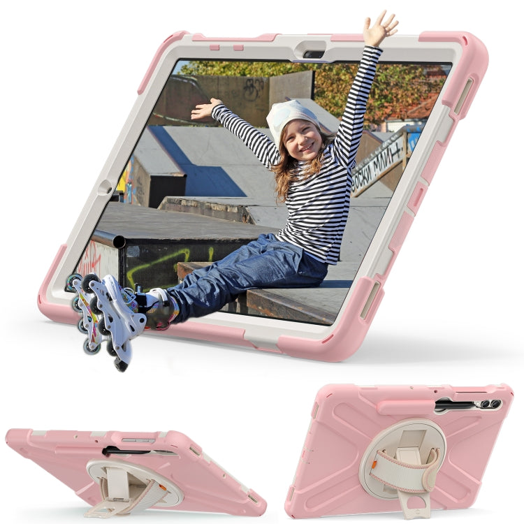 For Samsung Galaxy Tab S9+ / S8+ Rotary Handle Grab TPU + PC Tablet Case(Pink) - Galaxy Tab S9+ Cases by PMC Jewellery | Online Shopping South Africa | PMC Jewellery | Buy Now Pay Later Mobicred