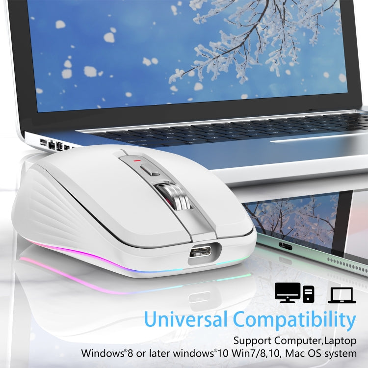 HXSJ M303 2400DPI Dual Mode 2.4GHz + Bluetooth 5.1 Wireless Mouse(White) - Wireless Mice by HXSJ | Online Shopping South Africa | PMC Jewellery | Buy Now Pay Later Mobicred