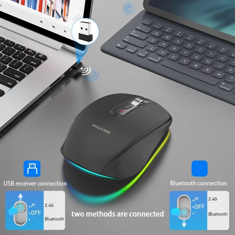 HXSJ M303 2400DPI Dual Mode 2.4GHz + Bluetooth 5.1 Wireless Mouse(White) - Wireless Mice by HXSJ | Online Shopping South Africa | PMC Jewellery | Buy Now Pay Later Mobicred