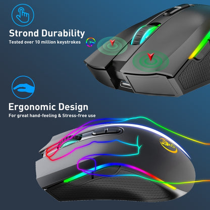 HXSJ T69 4800DPI RGB 2.4GHz Wireless Mouse(Black) - Wireless Mice by HXSJ | Online Shopping South Africa | PMC Jewellery | Buy Now Pay Later Mobicred