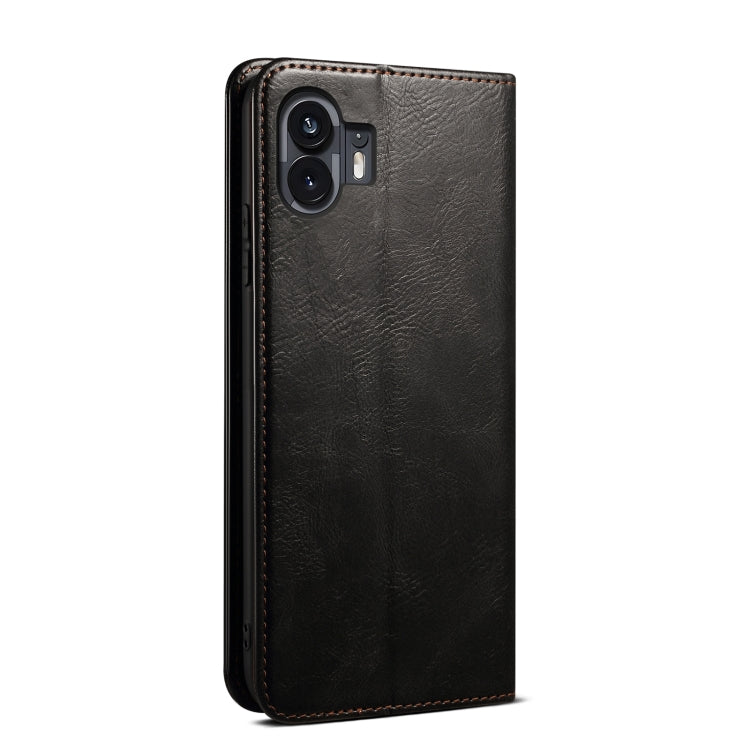 For Nothing Phone 2 Oil Wax Crazy Horse Texture Leather Phone Case(Black) - Nothing Cases by PMC TechLife | Online Shopping South Africa | PMC TechLife | Buy Now Pay Later Mobicred