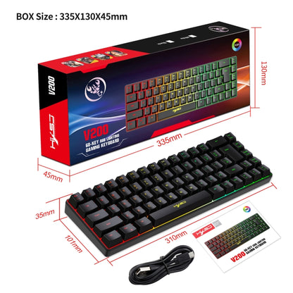 HXSJ V200 Wired RGB Backlit Mechanical Keyboard 68 Key Caps, Cable Length: 1.7m(Black) - Wired Keyboard by HXSJ | Online Shopping South Africa | PMC Jewellery | Buy Now Pay Later Mobicred