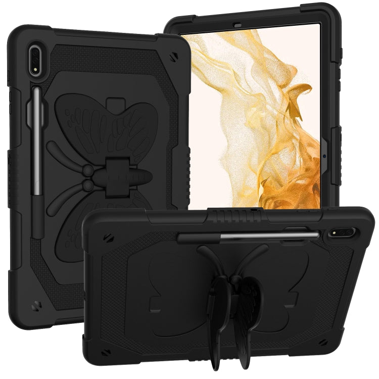 For Samsung Galaxy Tab S9 Butterfly Kickstand Heavy Duty Hard Rugged Tablet Case(Black) - Galaxy Tab S9 Cases by PMC Jewellery | Online Shopping South Africa | PMC Jewellery | Buy Now Pay Later Mobicred