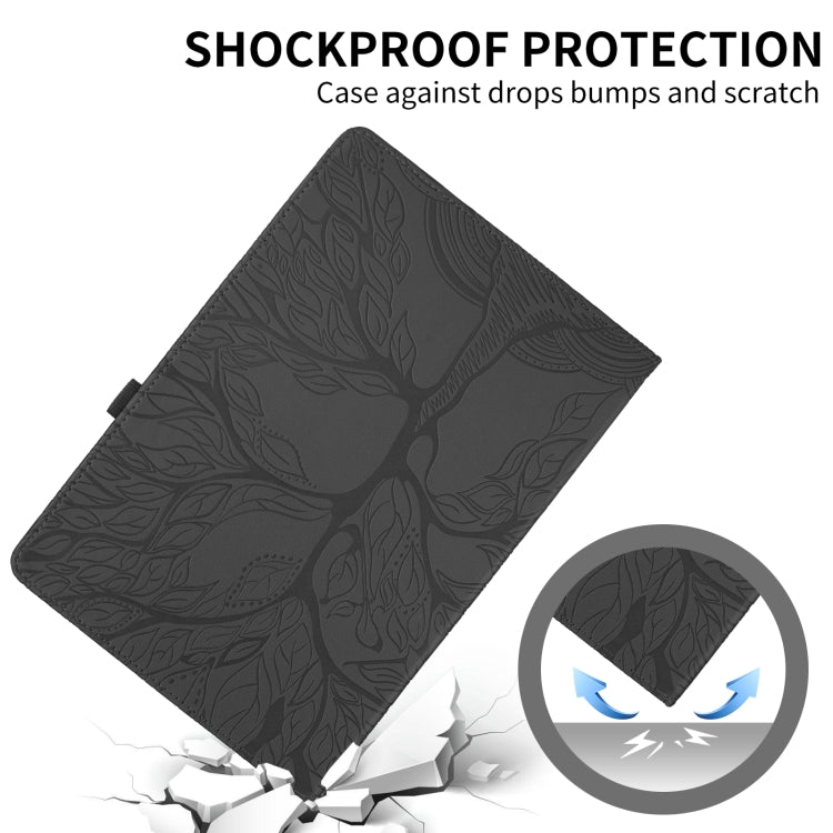 For Samsung Galaxy Tab S6 Lite P610 Tree Life Embossed Rotation Leather Smart Tablet Case(Black) - Tab S6 Lite P610 / P615 by PMC TechLife | Online Shopping South Africa | PMC TechLife