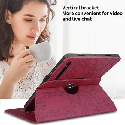 For Samsung Galaxy Tab S10+ / S9+ / S8+ Tree Life Embossed Rotation Leather Tablet Case(Red) - Tab A7 Lite T220 / T225 by PMC Jewellery | Online Shopping South Africa | PMC Jewellery | Buy Now Pay Later Mobicred