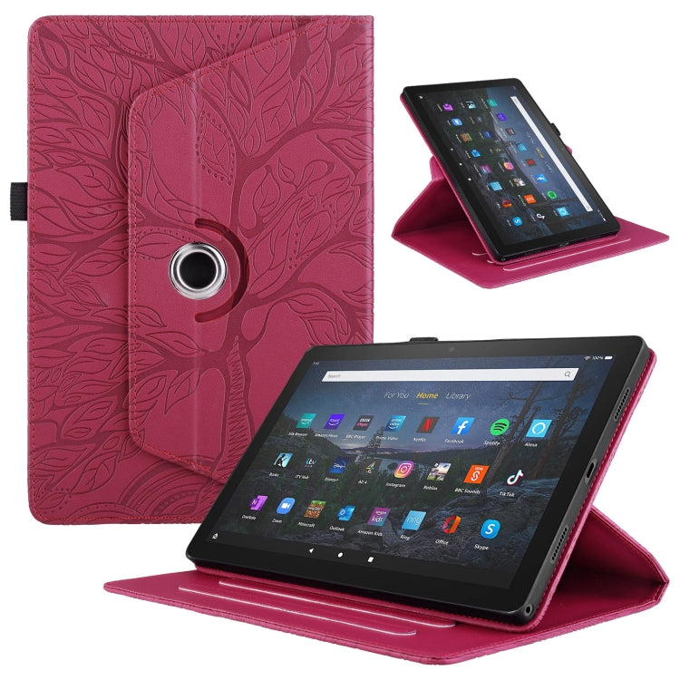 For Amazon Kindle Fire HD8 2022 / 2020 Tree Life Embossed Rotation Leather Tablet Case(Red) - Amazon by PMC TechLife | Online Shopping South Africa | PMC TechLife | Buy Now Pay Later Mobicred
