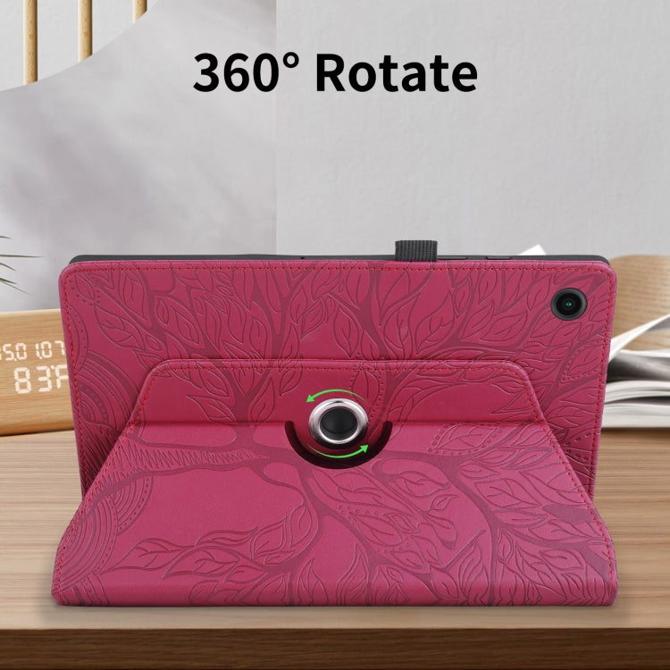 For Lenovo Tab M10 Plus 10.6 3rd Gen Tree Life Embossed Rotation Leather Smart Tablet Case(Red) - Lenovo by PMC TechLife | Online Shopping South Africa | PMC TechLife | Buy Now Pay Later Mobicred