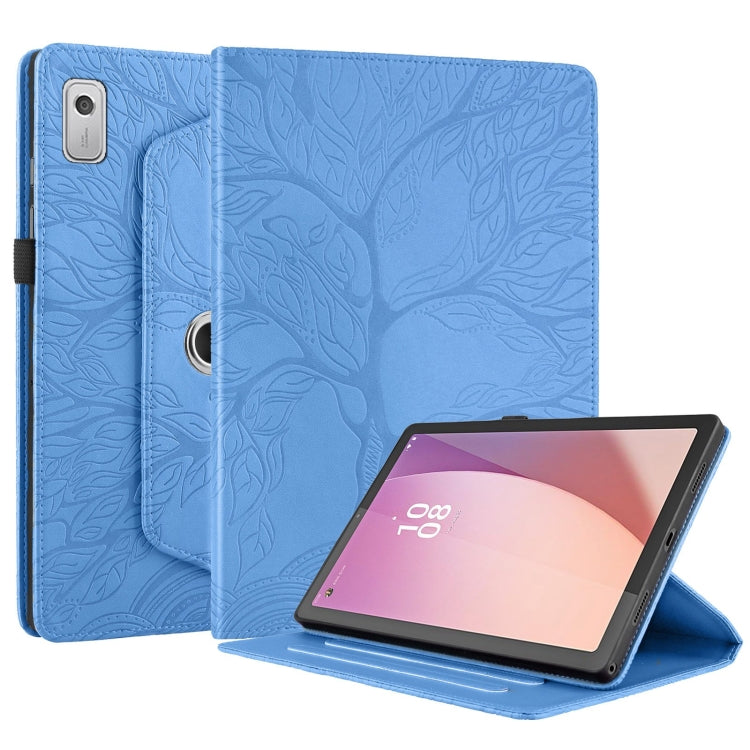 For Lenovo Tab M9 Tree Life Embossed Rotation Leather Tablet Case(Blue) - Lenovo by PMC TechLife | Online Shopping South Africa | PMC TechLife | Buy Now Pay Later Mobicred