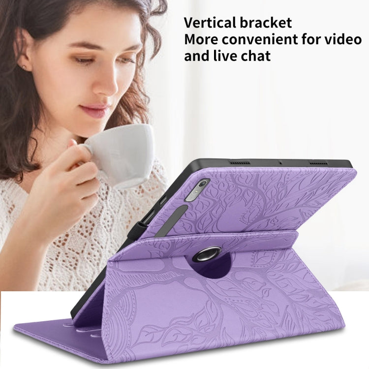 For Lenovo Tab P11 Pro 2nd / Xiaoxin Pad 11 Pro Tree Life Embossed Rotation Leather Tablet Case(Purple) - Lenovo by PMC TechLife | Online Shopping South Africa | PMC TechLife | Buy Now Pay Later Mobicred
