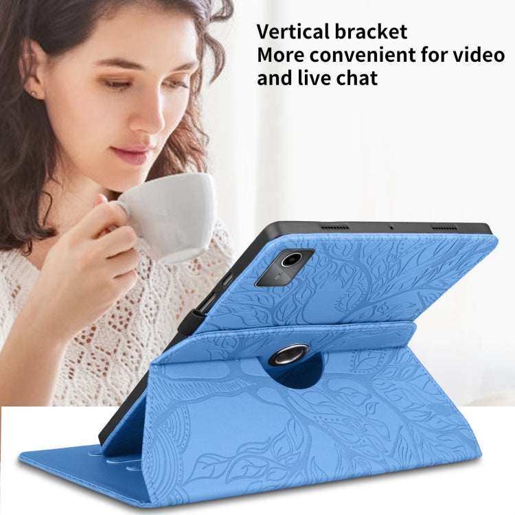 For Lenovo Tab M11 / Xiaoxin Pad 11 2024 Tree Life Embossed Rotation Leather Tablet Case(Blue) - Lenovo by PMC Jewellery | Online Shopping South Africa | PMC Jewellery | Buy Now Pay Later Mobicred