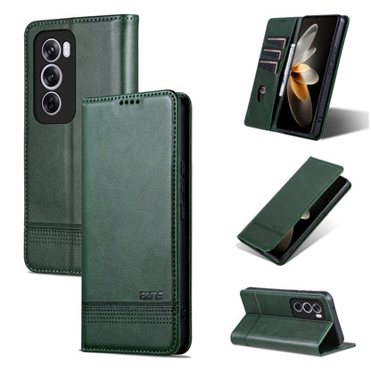 For OPPO Reno12 Pro Global AZNS Magnetic Calf Texture Flip Leather Phone Case(Dark Green) - Reno12 Pro Cases by AZNS | Online Shopping South Africa | PMC Jewellery | Buy Now Pay Later Mobicred