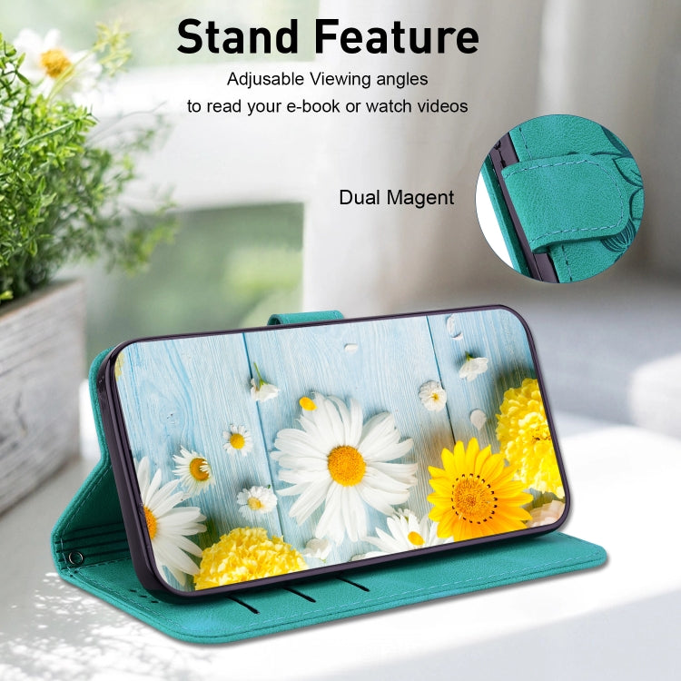 For Google Pixel 9 Pro Lily Embossed Leather Phone Case(Green) - Google Cases by PMC TechLife | Online Shopping South Africa | PMC TechLife | Buy Now Pay Later Mobicred