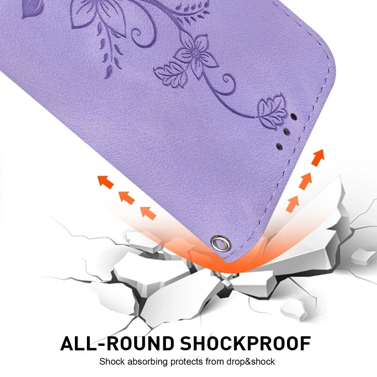 For Google Pixel 9 Lily Embossed Leather Phone Case(Purple) - Google Cases by PMC TechLife | Online Shopping South Africa | PMC TechLife | Buy Now Pay Later Mobicred