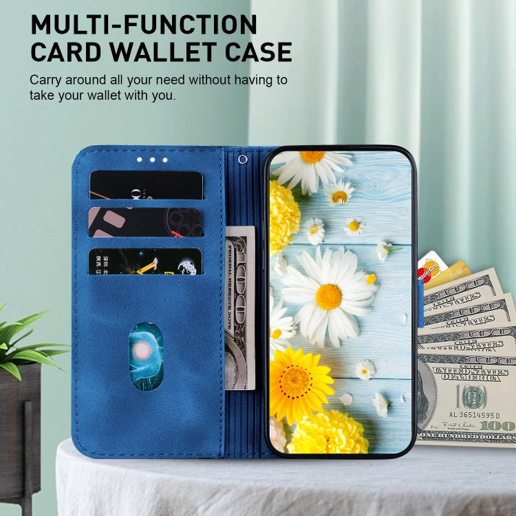 For Google Pixel 9 Lily Embossed Leather Phone Case(Dark Blue) - Google Cases by PMC TechLife | Online Shopping South Africa | PMC TechLife | Buy Now Pay Later Mobicred